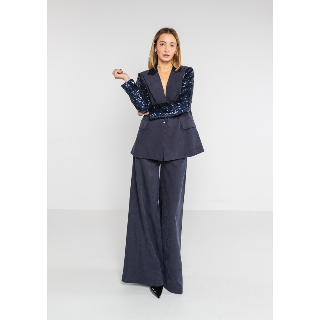 GIACCA TESSUTO COMBINATO CON PAILLETTES Taglia S Colore Blu